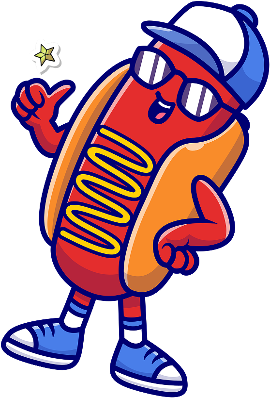 Cartoon hotdog character illustration